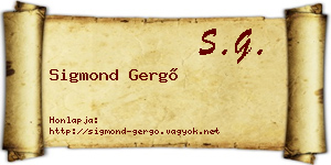 Sigmond Gergő névjegykártya
