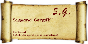 Sigmond Gergő névjegykártya